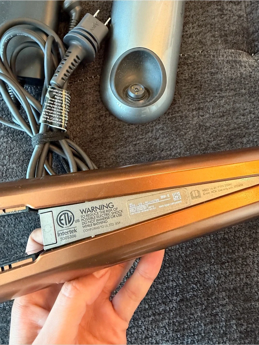 Dyson Corrale Rose Gold Nickel Hair Straightener with Charging Dock and Charger